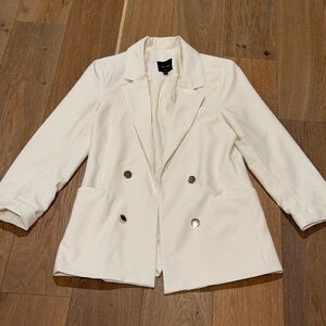 Love Tree Elegant Cream Double-Breasted Women's Blazer Small